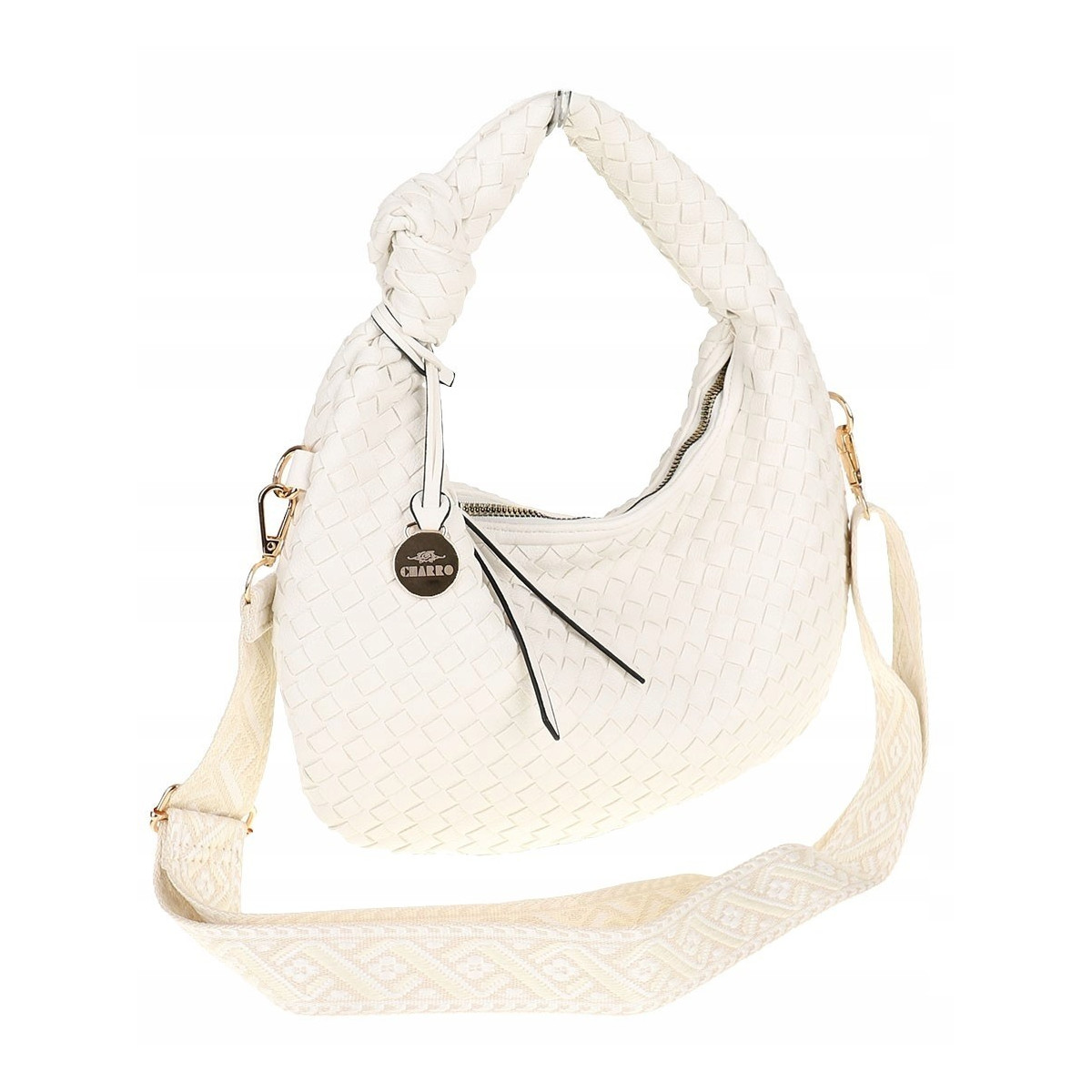 CHARRO Włoska marka Torebka Damska Listonoszka Kuferek CH551 White