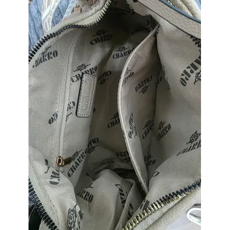 CHARRO Włoska marka Torebka Damska Listonoszka Kuferek CH551 Beige