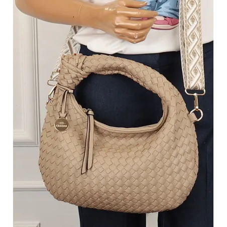 CHARRO Włoska marka Torebka Damska Listonoszka Kuferek CH551 Apricot