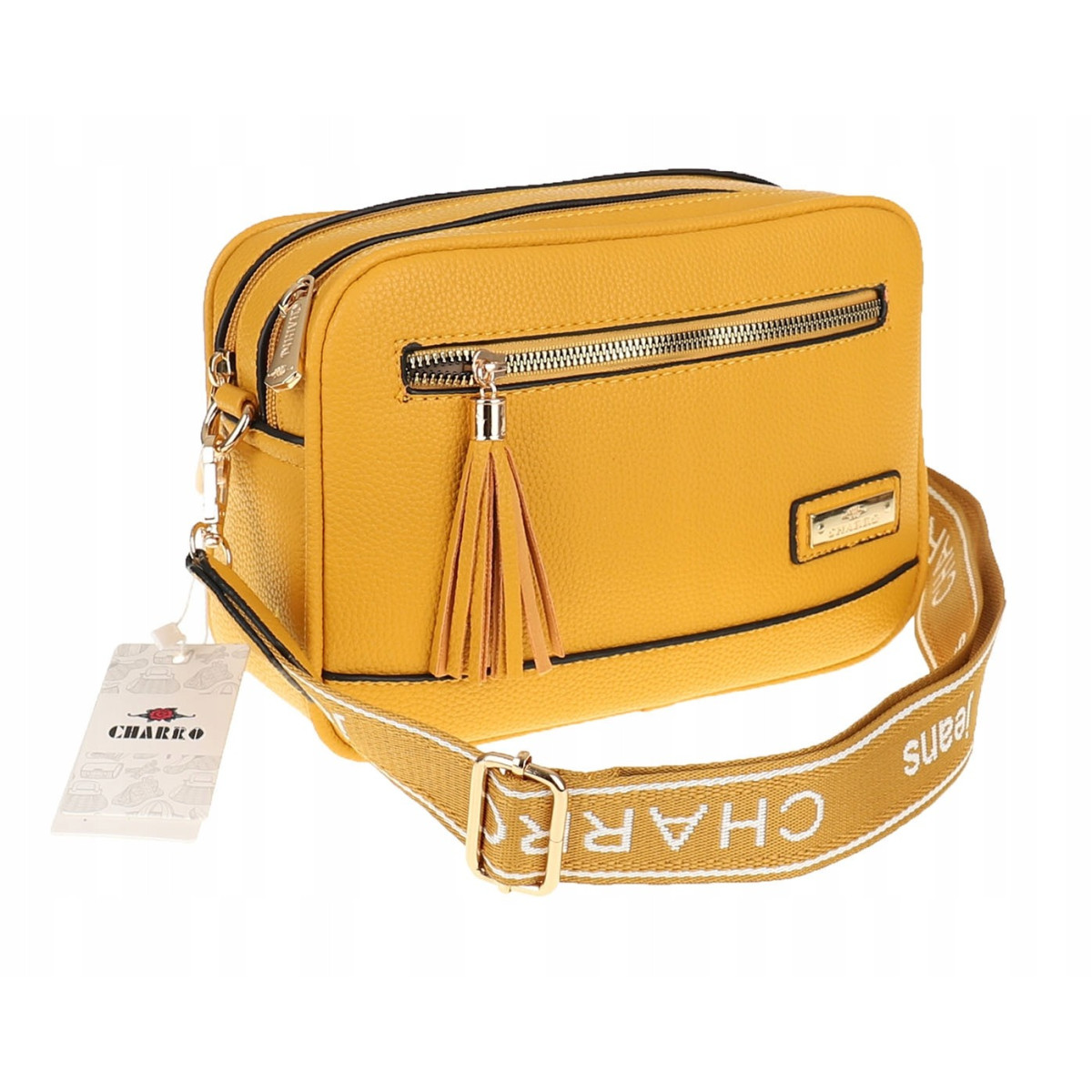 CHARRO  Torebka Damska Listonoszka Modna na Ramię CH966824 Yellow