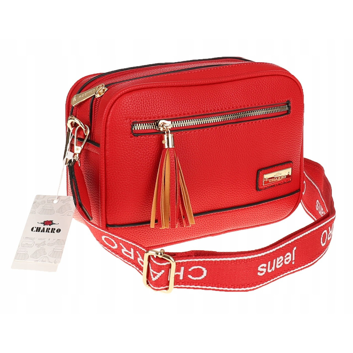 CHARRO  Torebka Damska Listonoszka Modna na Ramię CH966824 Red
