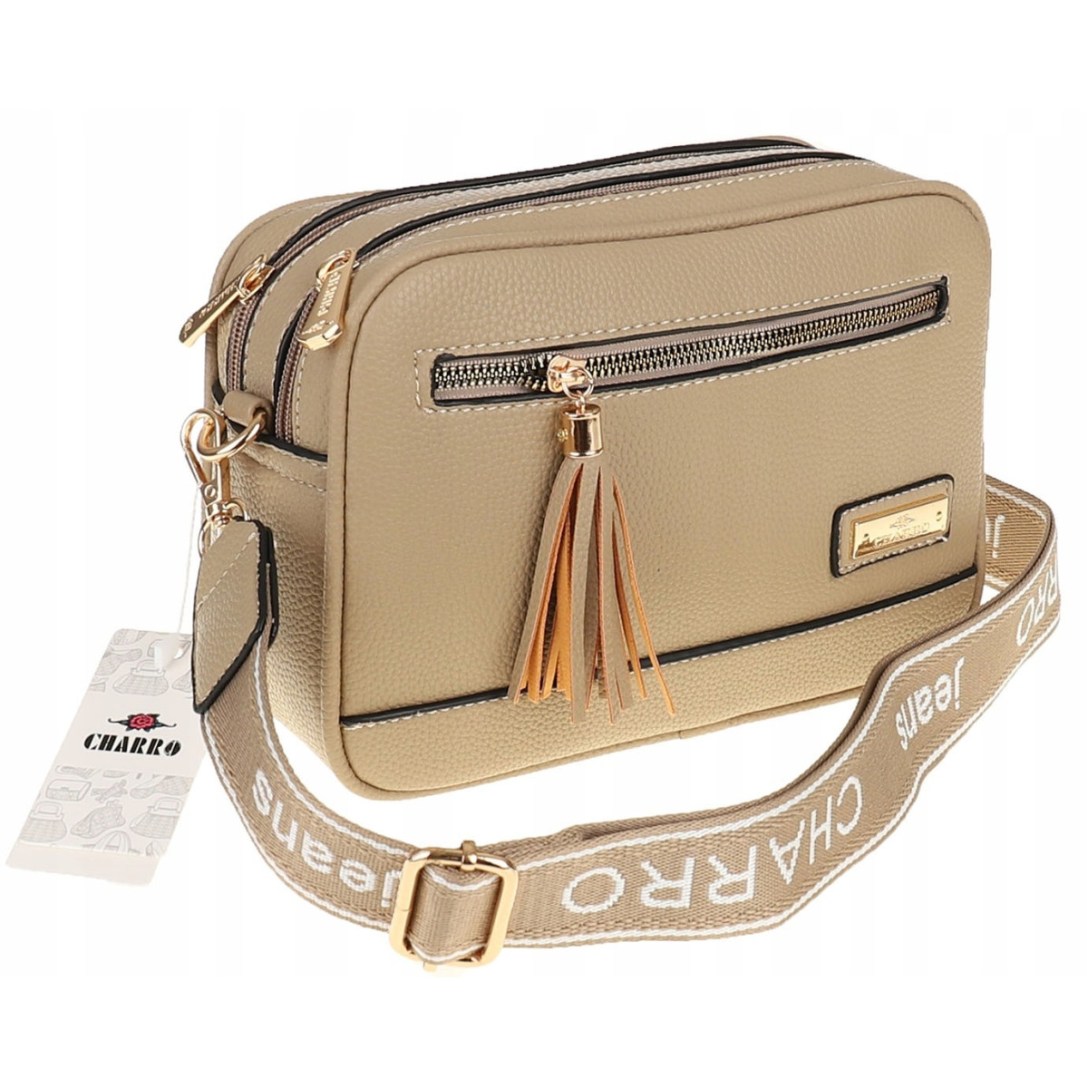 CHARRO Torebka Damska Listonoszka Modna na Ramię CH966824 Apricot
