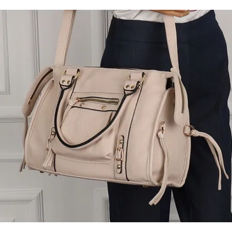 FASHION Torebka Damska Kuferek Listonoszka na Ramię HJ105810 Beige