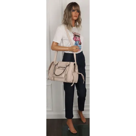 FASHION Torebka Damska Kuferek Listonoszka na Ramię HJ105810 Beige