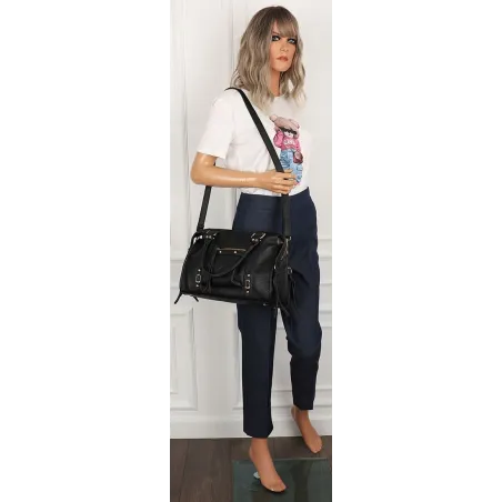 Torebka Damska Kuferek Listonoszka Modna Pojemna na Ramię HJ105810 Czarna