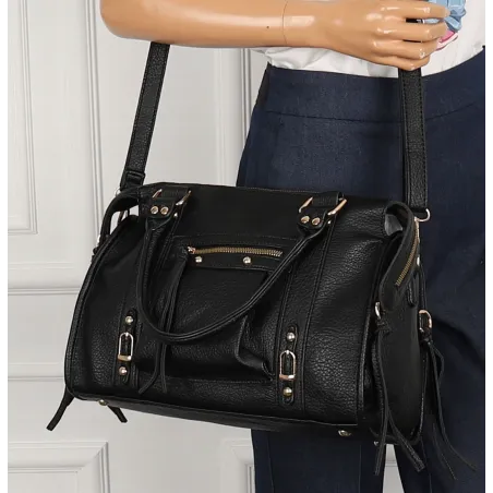 Torebka Damska Kuferek Listonoszka Modna Pojemna na Ramię HJ105810 Czarna