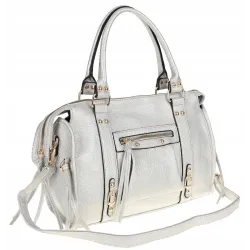 FASHION  Torebka Damska Kuferek Listonoszka na Ramię HJ105810 Silver