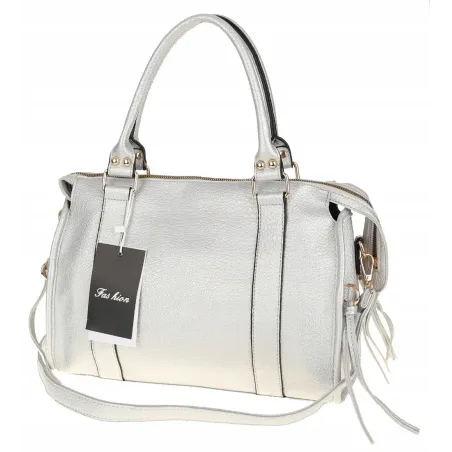 FASHION  Torebka Damska Kuferek Listonoszka na Ramię HJ105810 Silver