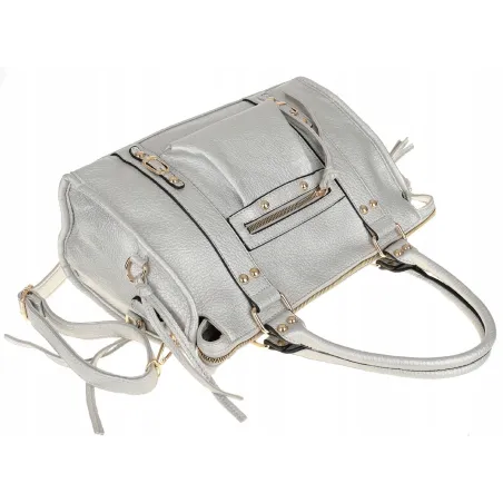 FASHION  Torebka Damska Kuferek Listonoszka na Ramię HJ105810 Silver