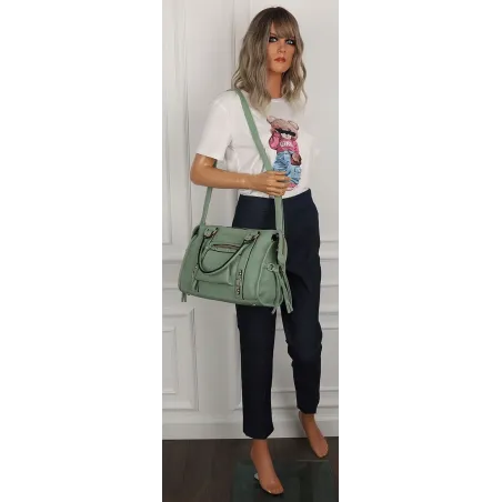 FASHION  Torebka Damska Kuferek Listonoszka na Ramię HJ105810 Green