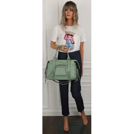 FASHION  Torebka Damska Kuferek Listonoszka na Ramię HJ105810 Green