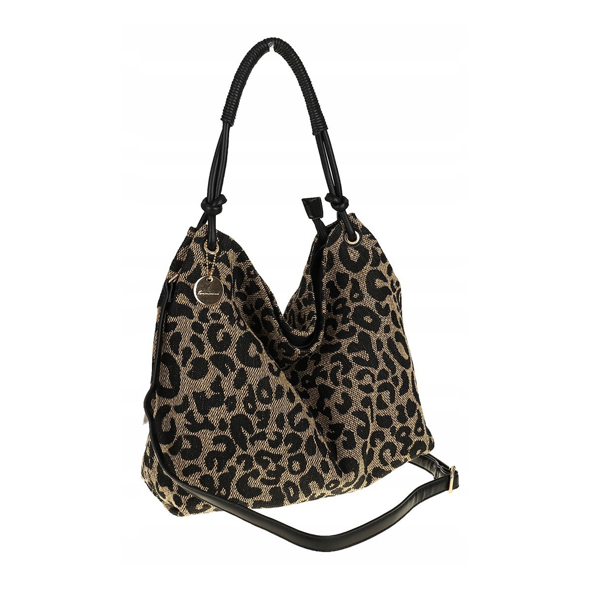 Tommasini  Torebka Damska w Panterkę Listonoszka Worek 3649 Black