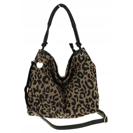 Tommasini  Torebka Damska w Panterkę Listonoszka Worek 3649 Black