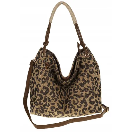 Tommasini Torebka Damska w Panterkę Listonoszka Worek 3649 Coffee
