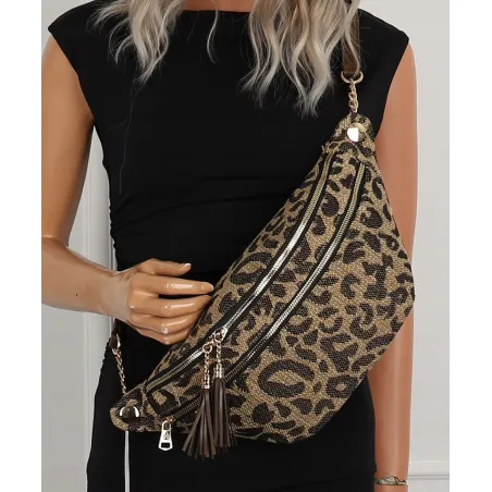 Tommasini  Torebka Damska w Panterkę Listonoszka Nerka 3660 Coffee