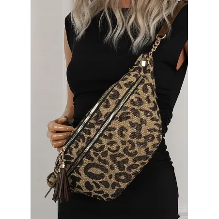 Tommasini  Torebka Damska w Panterkę Listonoszka Nerka 3660 Coffee