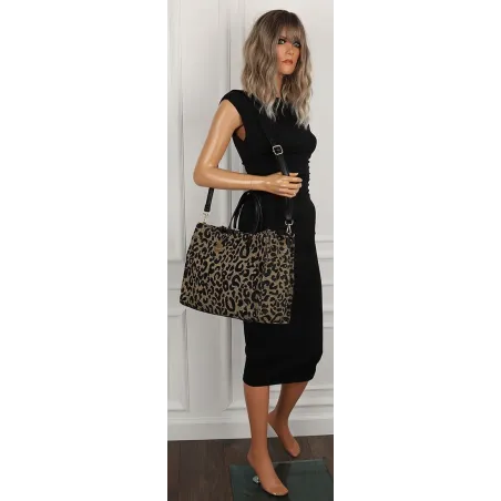 Tommasini Torebka Damska w Panterkę Listonoszka Kuferek 3592 Czarna