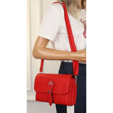 CHARRO Włoska Marka Torebka Damska Listonoszka na Ramię CH662151 Czerwona