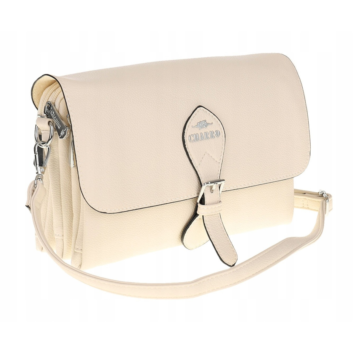 CHARRO Włoska Marka Torebka Damska Listonoszka na Ramię CH662151 Beżowa