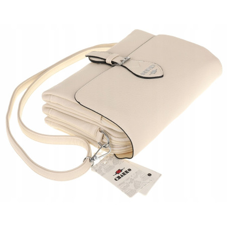 CHARRO Włoska Marka Torebka Damska Listonoszka na Ramię CH662151 Beżowa