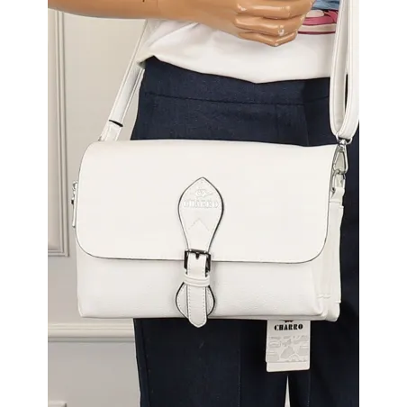 CHARRO Włoska Marka Torebka Damska Listonoszka na Ramię CH662151 Biała