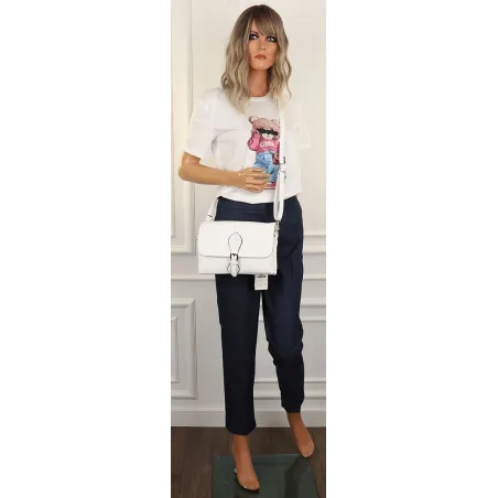 CHARRO Włoska Marka Torebka Damska Listonoszka na Ramię CH662151 Biała