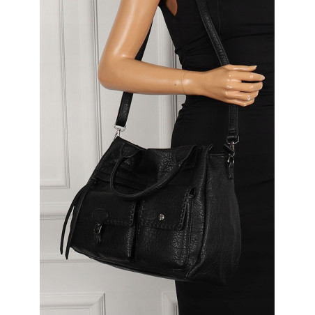 Tommasini Włoska Marka Torebka Damska Listonoszka Shopper SP92581 Czarna