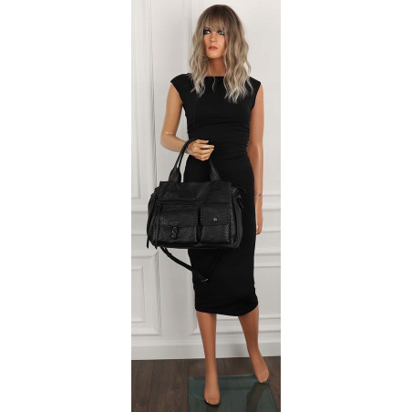 Tommasini Włoska Marka Torebka Damska Listonoszka Shopper SP92581 Czarna