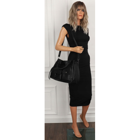 Tommasini Włoska Marka Torebka Damska Listonoszka Shopper SP92581 Czarna