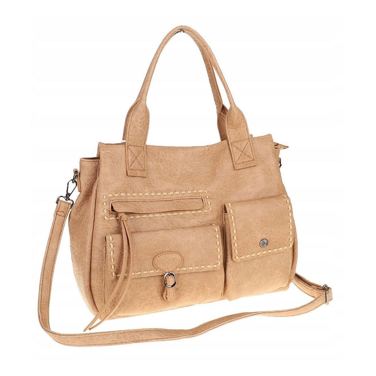 Tommasini Włoska Marka Torebka Damska Listonoszka Shopper SP92581 Beżowa