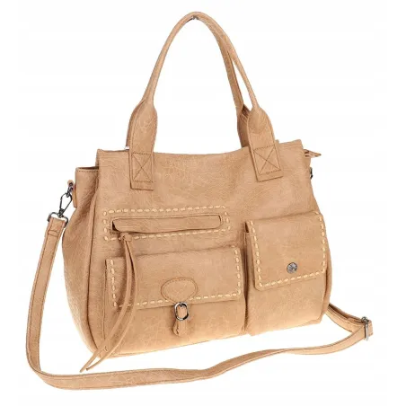 Tommasini Włoska Marka Torebka Damska Listonoszka Shopper SP92581 Beżowa