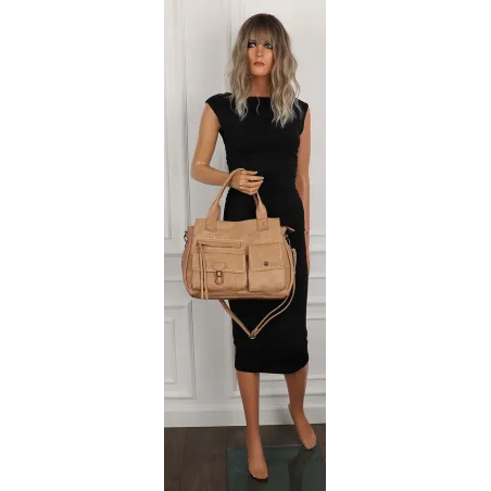 Tommasini Włoska Marka Torebka Damska Listonoszka Shopper SP92581 Beżowa