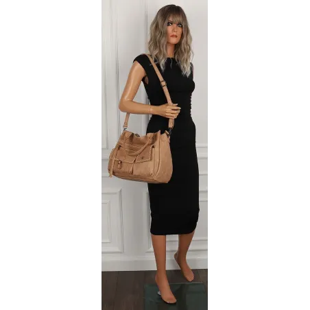 Tommasini Włoska Marka Torebka Damska Listonoszka Shopper SP92581 Beżowa