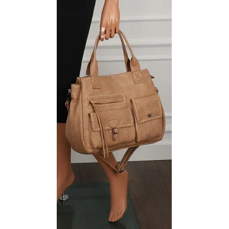 Tommasini Włoska Marka Torebka Damska Listonoszka Shopper SP92581 Beżowa