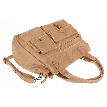 Tommasini Włoska Marka Torebka Damska Listonoszka Shopper SP92581 Beżowa