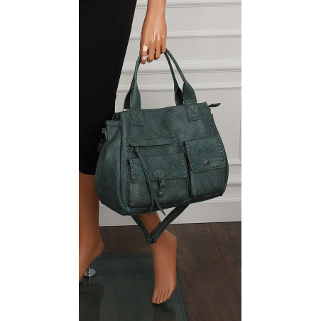 Tommasini Włoska Marka Torebka Damska Listonoszka Shopperka SP92581 Zielona