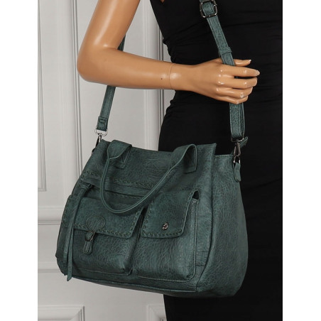 Tommasini Włoska Marka Torebka Damska Listonoszka Shopperka SP92581 Zielona