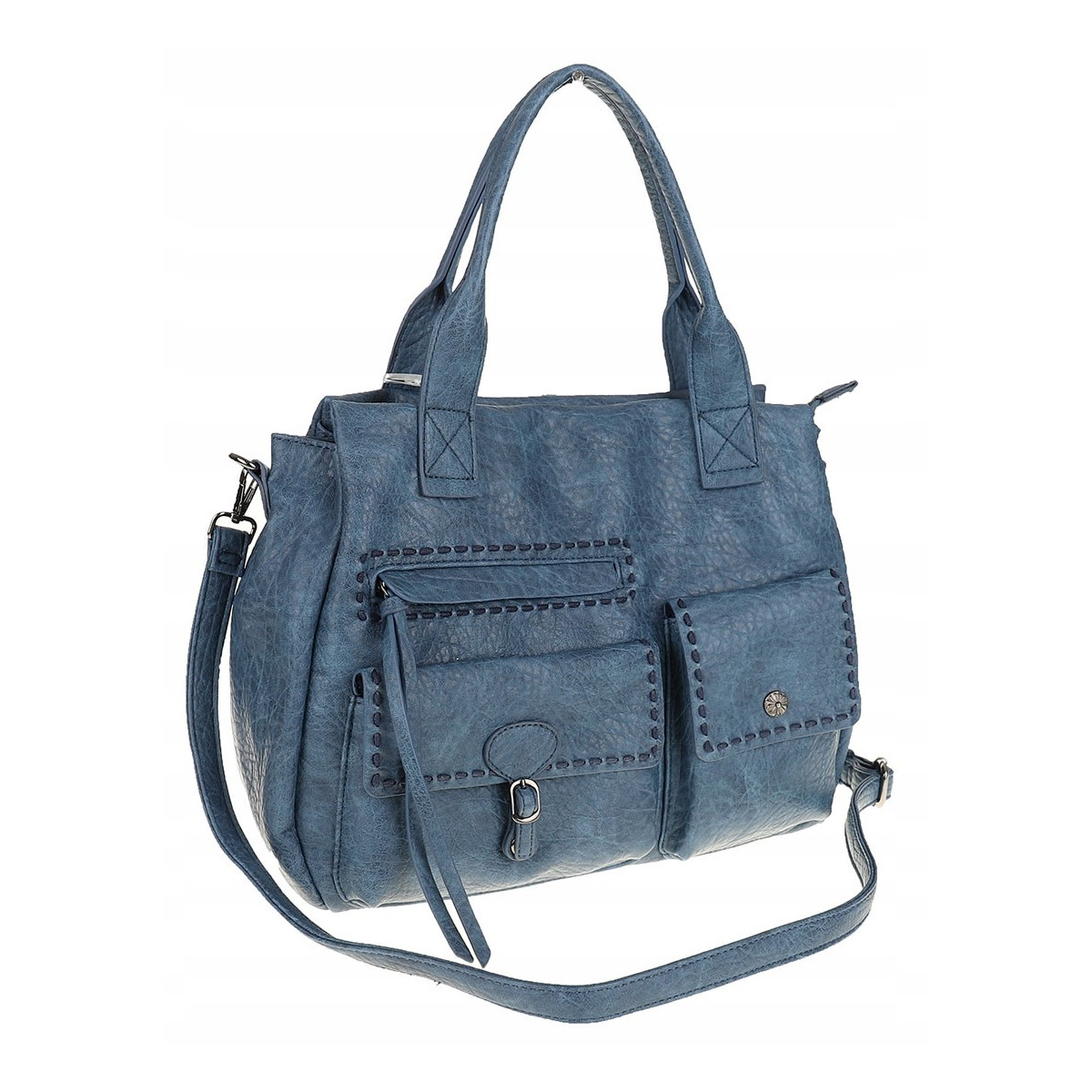 Tommasini Włoska Marka Torebka Damska Listonoszka Shopper SP92581 Niebieska