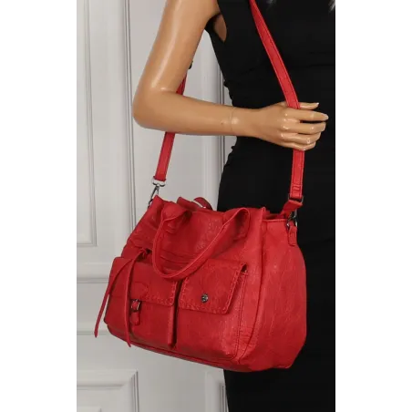 Tommasini Włoska Marka Torebka Damska Listonoszka Shopper SP92581 Czerwona