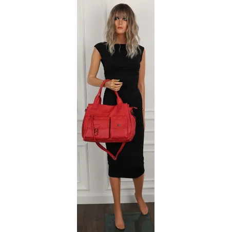 Tommasini Włoska Marka Torebka Damska Listonoszka Shopper SP92581 Czerwona