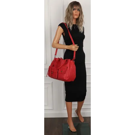 Tommasini Włoska Marka Torebka Damska Listonoszka Shopper SP92581 Czerwona