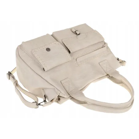 Tommasini Włoska Marka Torebka Damska Listonoszka Shopperka SP92581 Beżowa