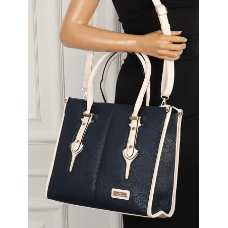 CHARRO Włoska Marka Torebka Damska Granatowa Teczka Listonoszka CH999 D.Blue