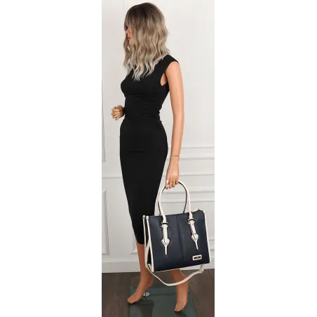 CHARRO Włoska Marka Torebka Damska Granatowa Teczka Listonoszka CH999 D.Blue