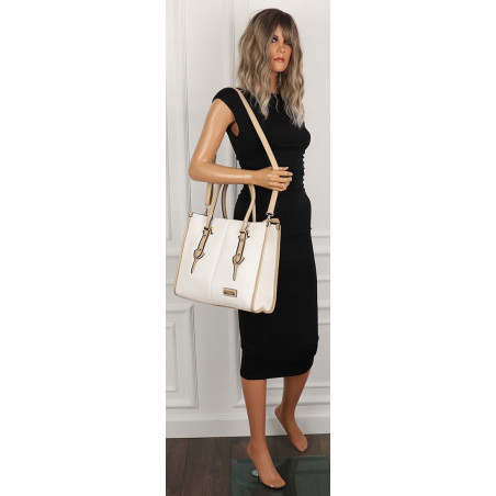 CHARRO Włoska Marka Torebka Damska biała Teczka Listonoszka CH999 White