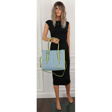 CHARRO Włoska Marka Torebka Damska niebieska Teczka Listonoszka CH999 Blue