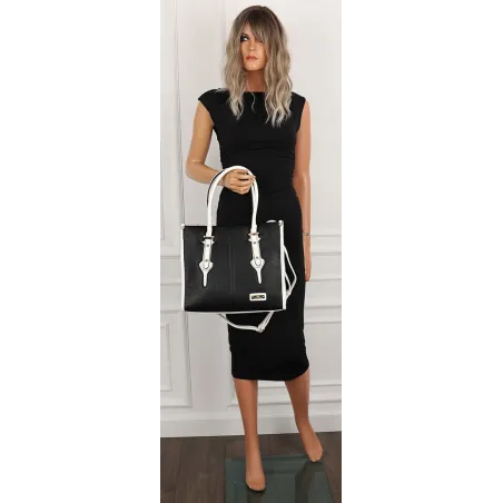 CHARRO Włoska Marka Torebka Damska czarna Teczka Listonoszka CH999 Black