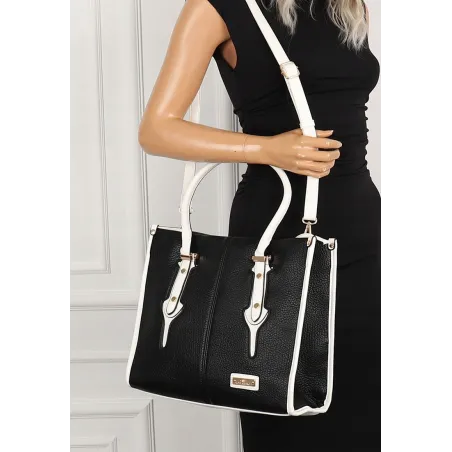 CHARRO Włoska Marka Torebka Damska czarna Teczka Listonoszka CH999 Black