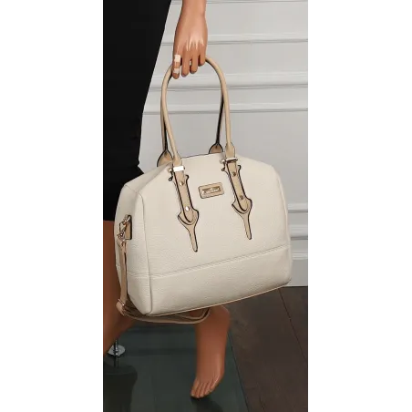 CHARRO Włoska marka Torebka Damska Beżowa Kuferek Teczka Listonoszka CH998 Beige