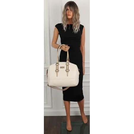 CHARRO Włoska marka Torebka Damska Beżowa Kuferek Teczka Listonoszka CH998 Beige